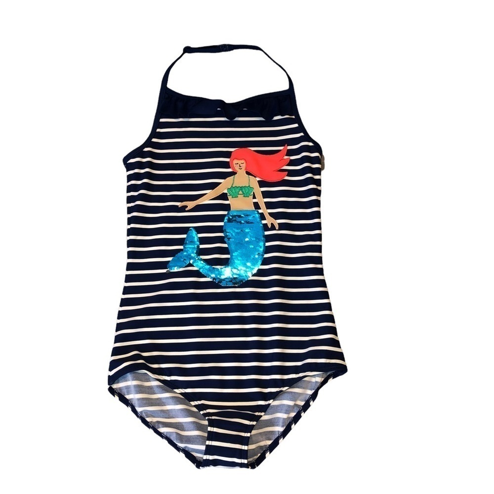 NWT MINI BODEN Mermaid Stripes One Pc Swimsuit Sz 11/12Y